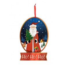 Χριστουγεννιάτικo Ξύλινο Στολίδι με Άγιο Βασίλη και "Ho! Ho! Ho!" (35cm)